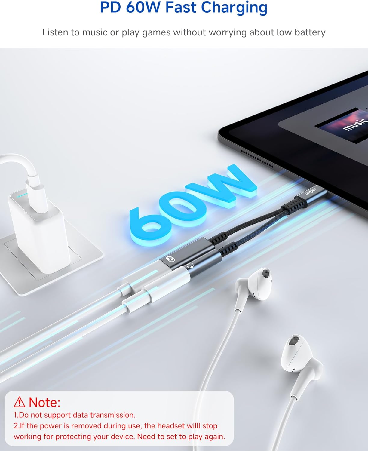 USB C to 3.5Mm Headphone and Charger Adapter