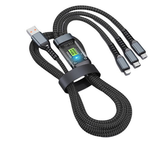 3-in-1 Fast Charging Cable with LED Display – Multi-Device USB Charger