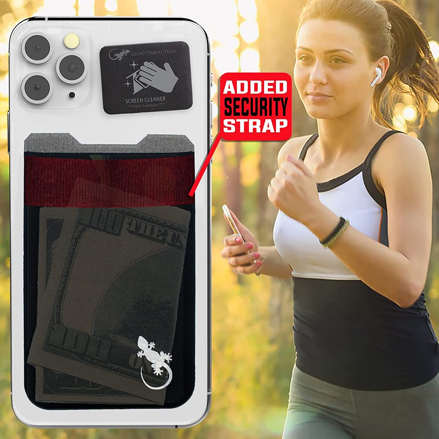 Gecko Stick-On Phone Wallet – Adhesive Card & Cash Holder