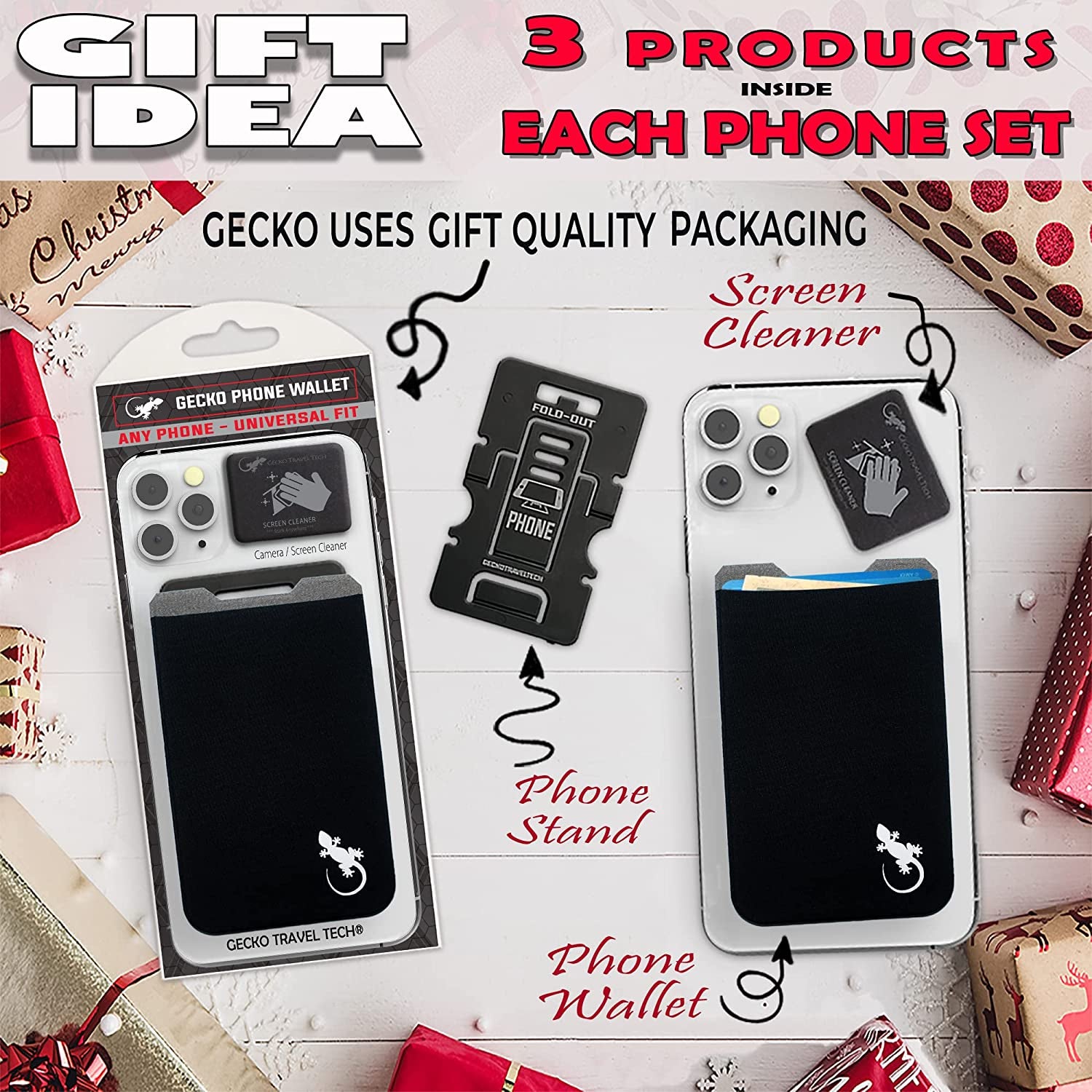 Gecko Stick-On Phone Wallet – Adhesive Card & Cash Holder