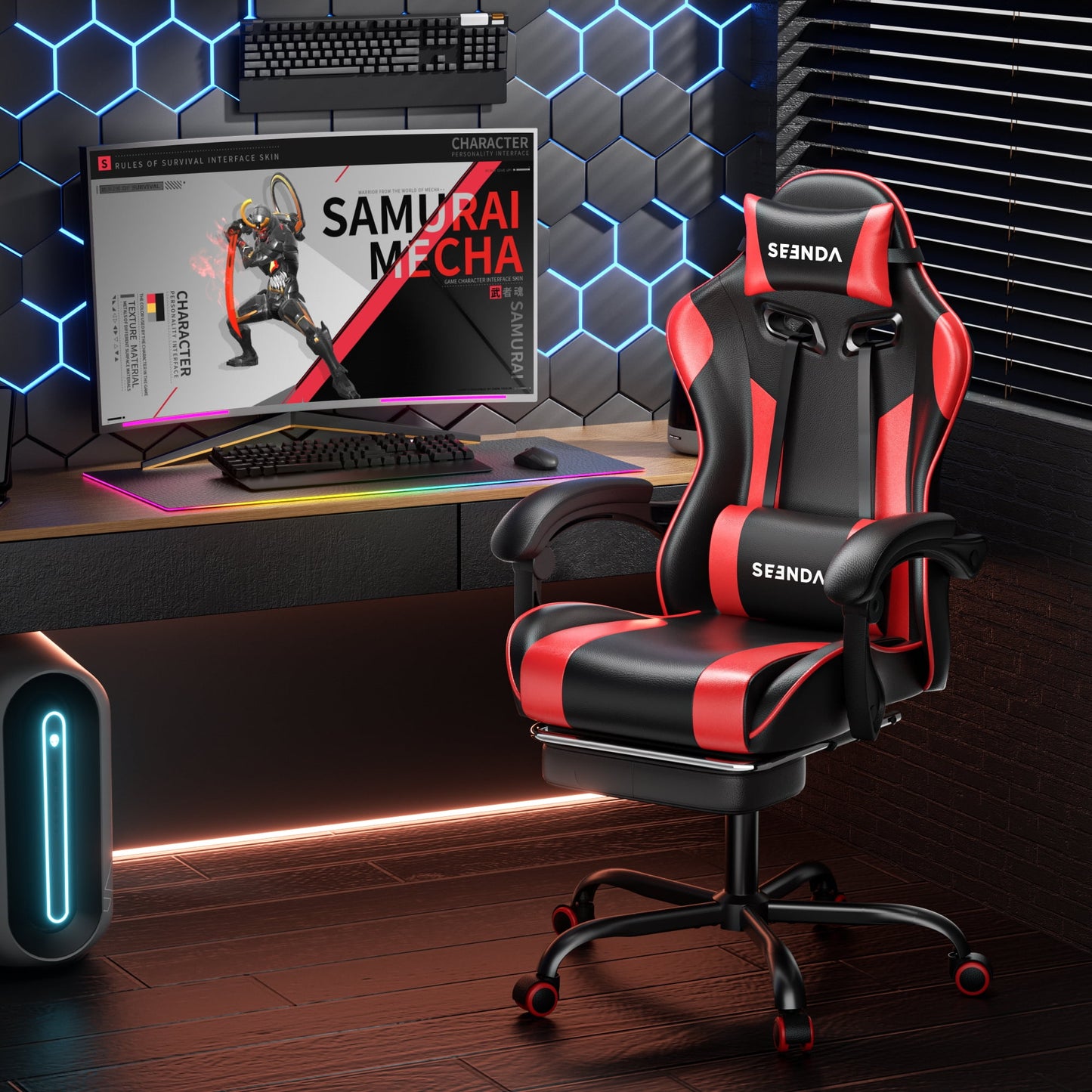 Ergonomic Gaming Chair with Footrest