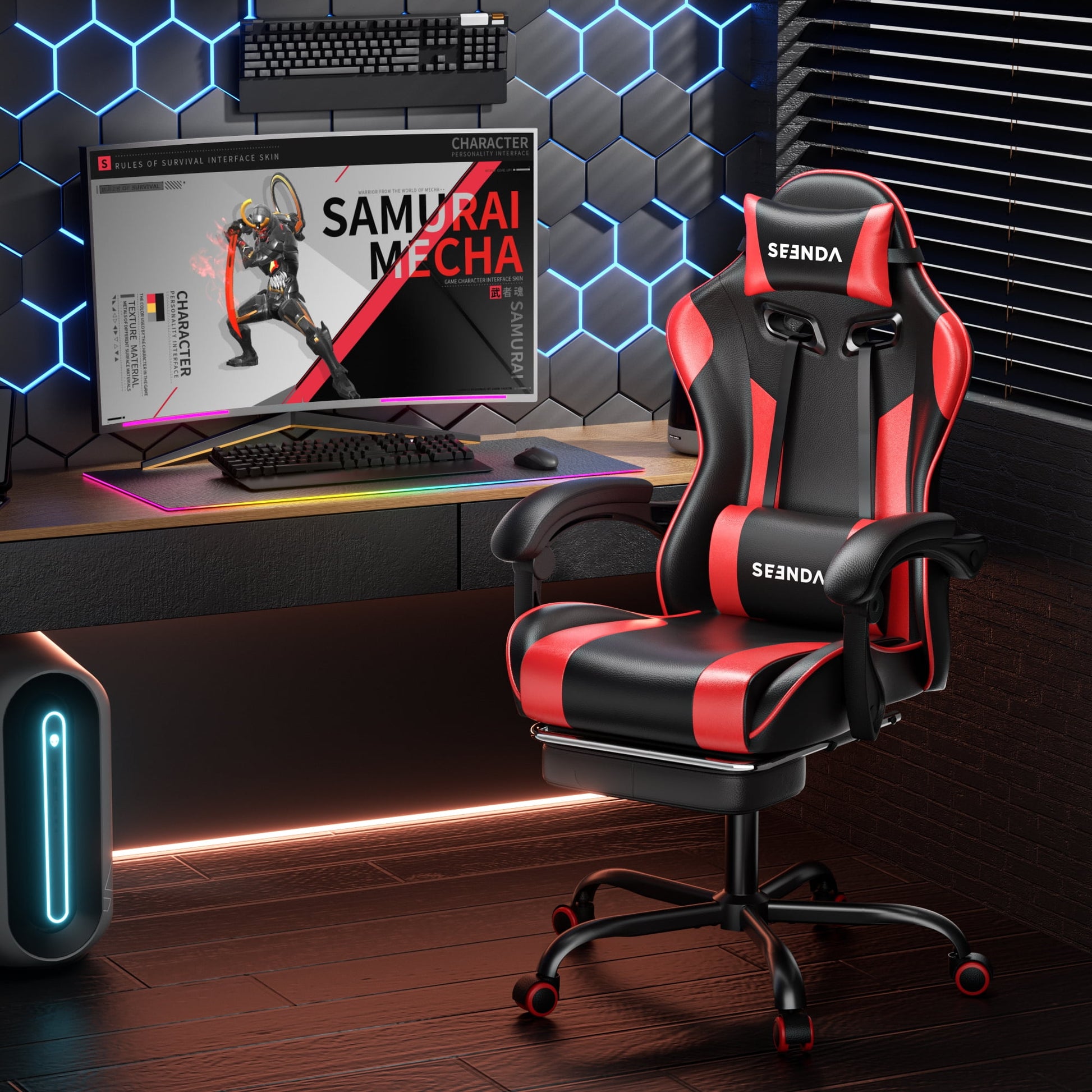 Ergonomic Gaming Chair with Footrest