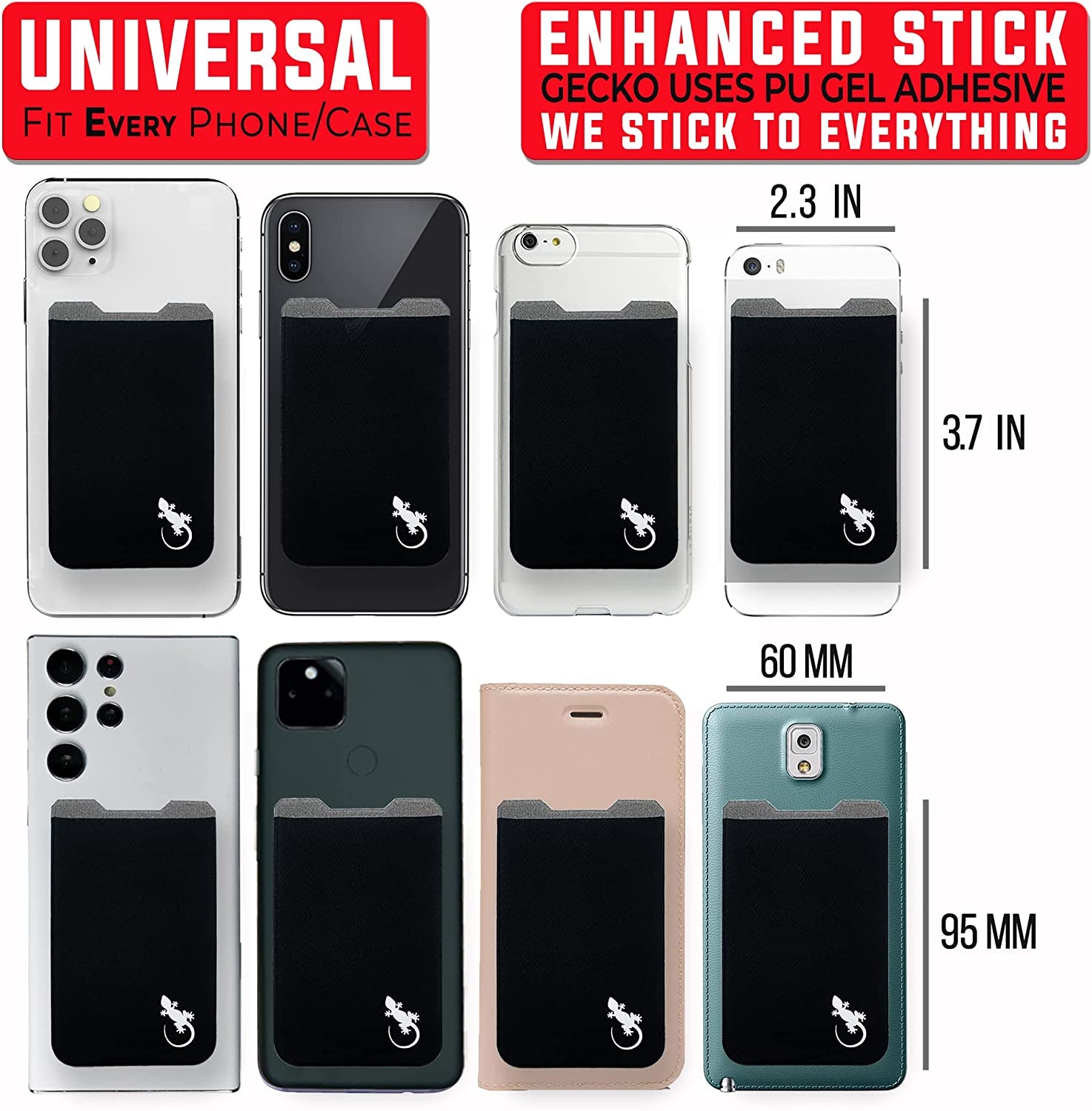 Gecko Stick-On Phone Wallet – Adhesive Card & Cash Holder