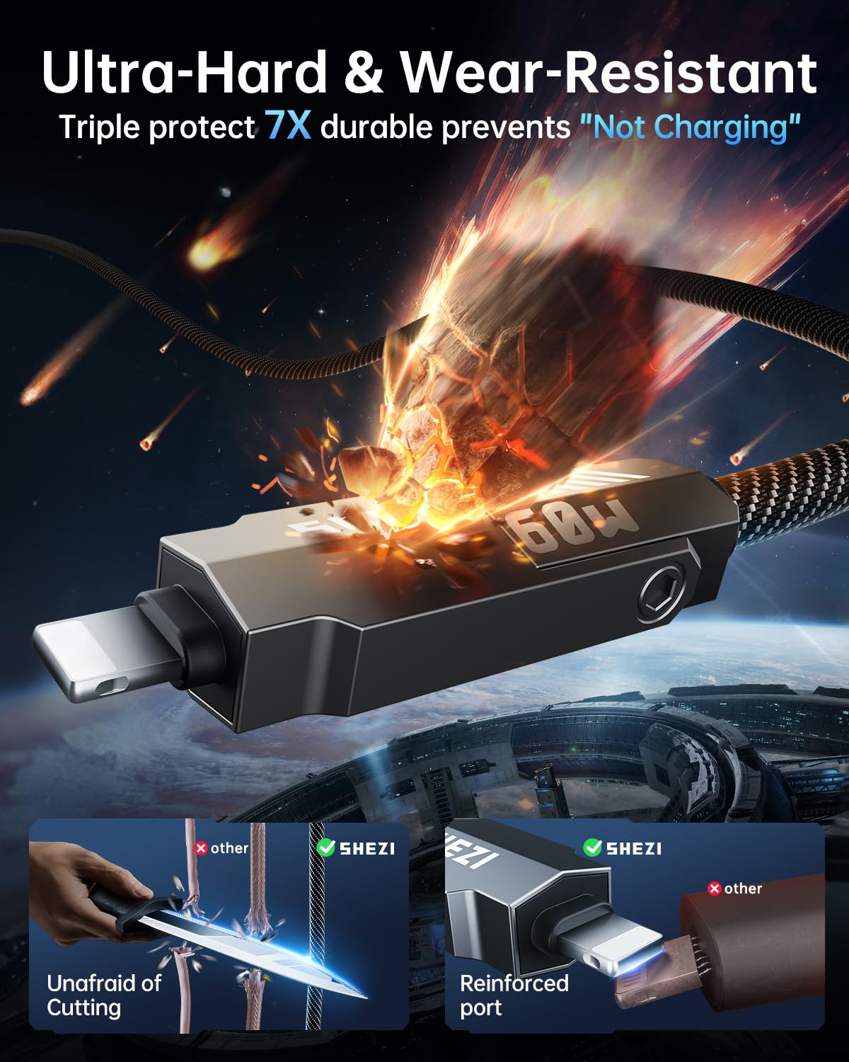 4 in 1 USB C Cable 60W 5FT Compatible with Lightning Cable