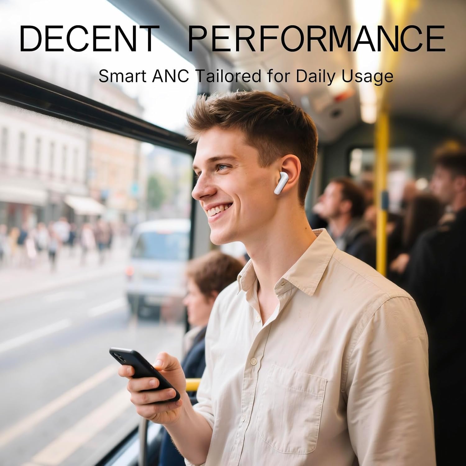 CMF Buds 2A Wireless Earbuds 2025 New Active Noise Cancelling 42Db Hybrid ANC Bluetooth Headphones, 12.4Mm Dynamic Driver for Big Bass, 4 Mic Clear Call, Sport Ear Buds for Iphone, Android, Light Grey