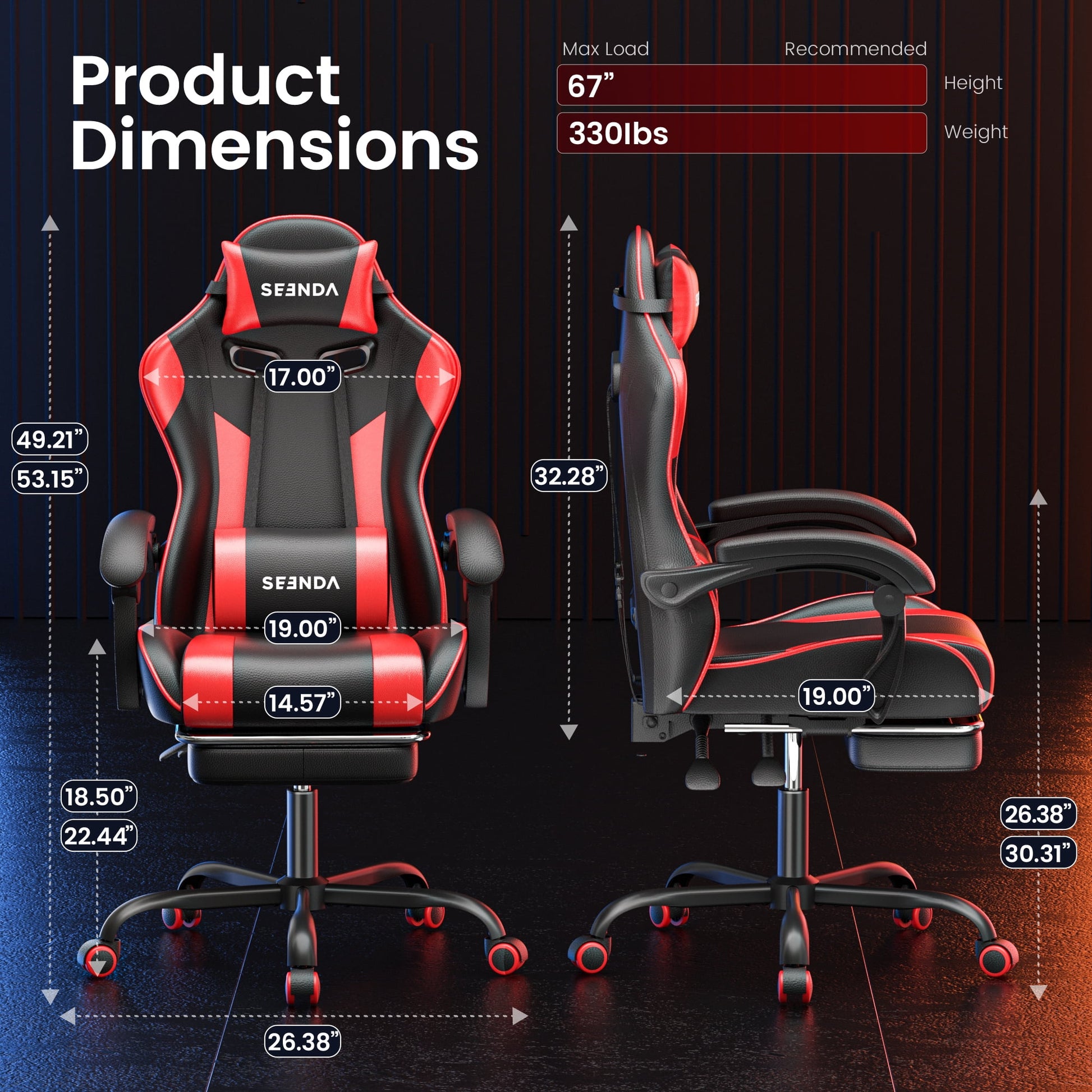 Ergonomic Gaming Chair with Footrest