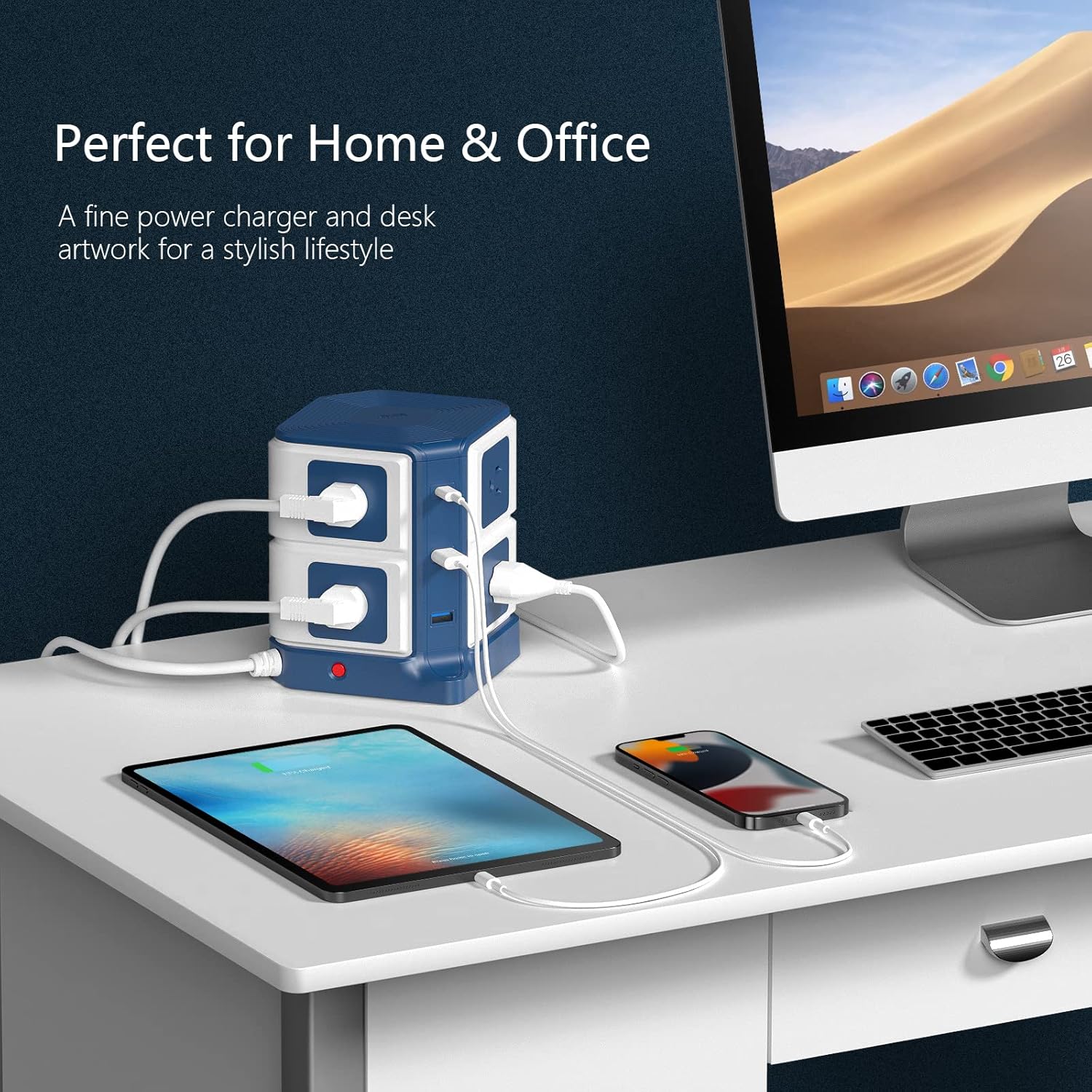 8-Outlet Power Tower with USB C