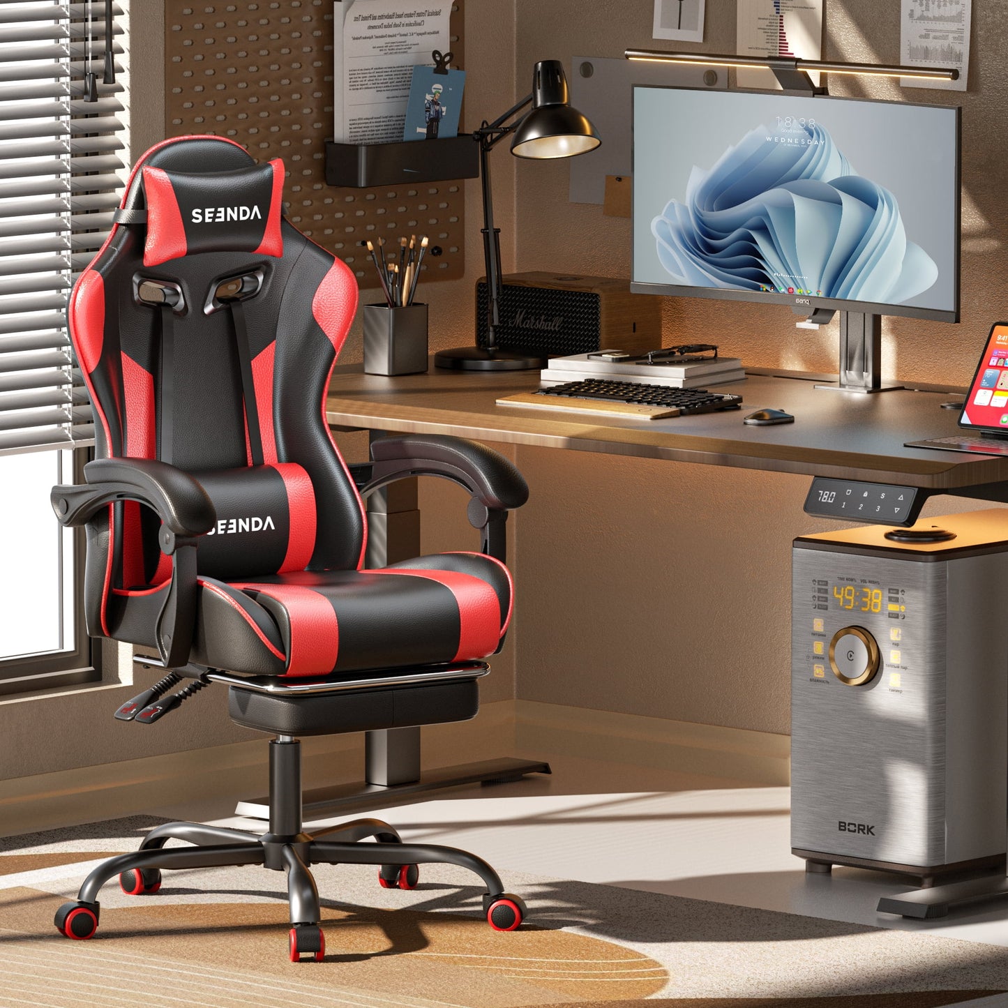 Ergonomic Gaming Chair with Footrest