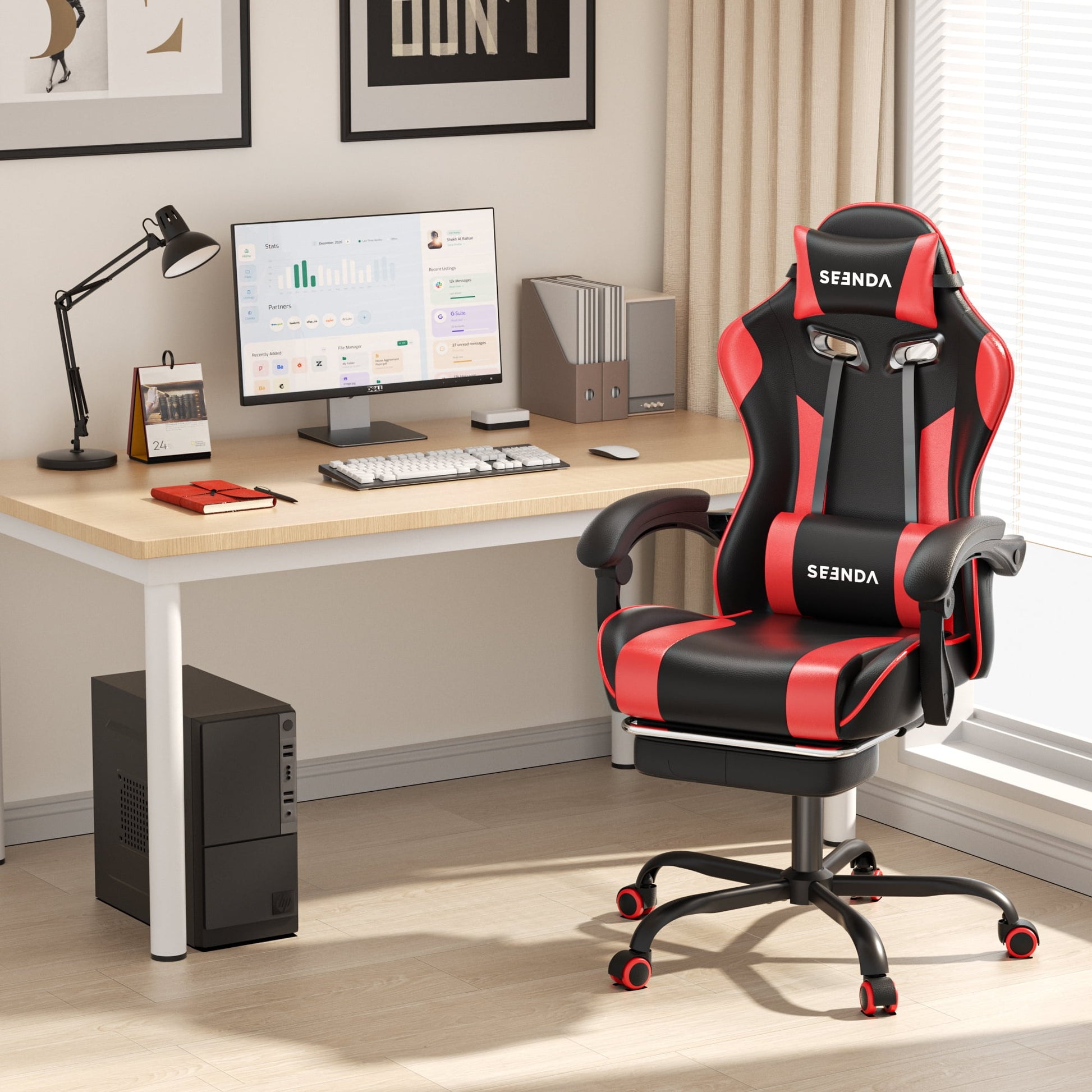 Ergonomic Gaming Chair with Footrest