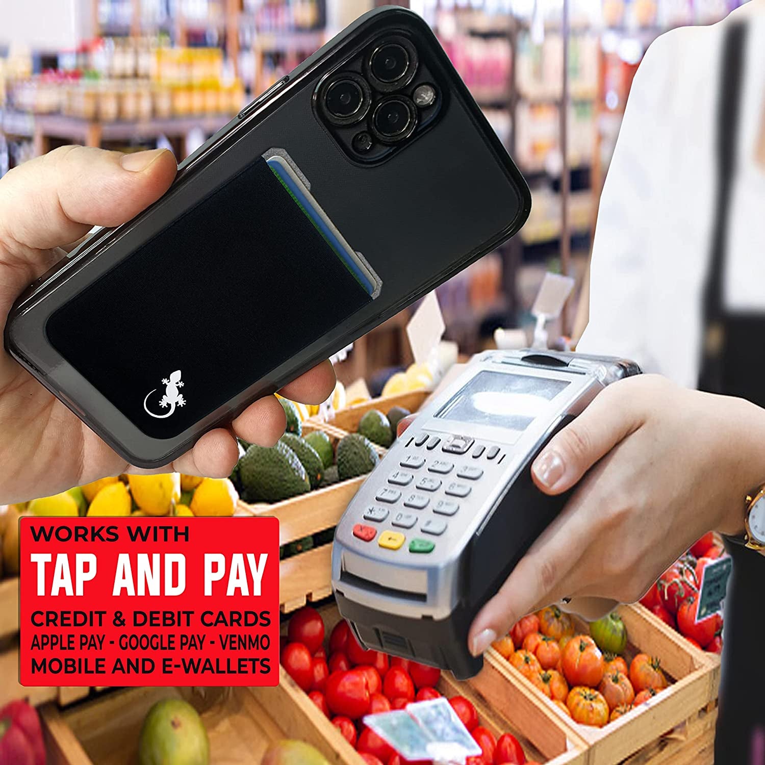 Gecko Stick-On Phone Wallet – Adhesive Card & Cash Holder