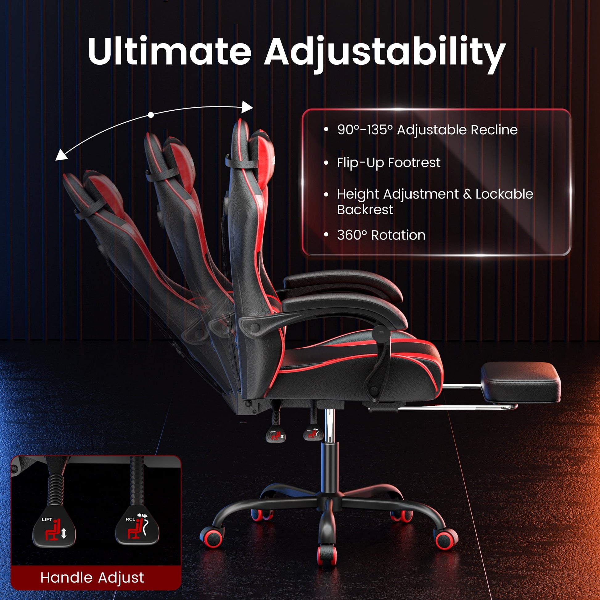 Ergonomic Gaming Chair with Footrest