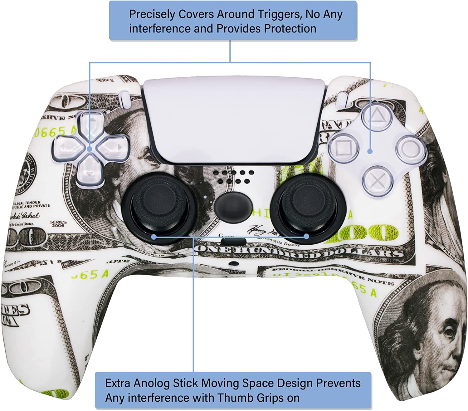 PS5 Controller Silicone Cover with Thumb Grips
